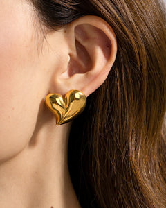 Timeless Gold Heart Earrings-AriaEcho Jewelry