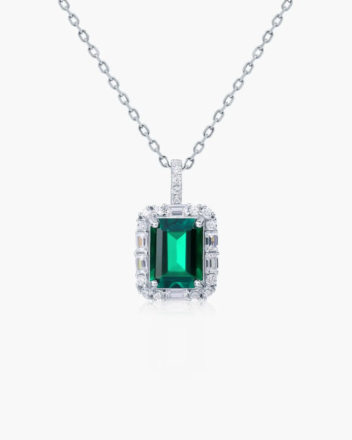 Emerald Square Pendant Necklace-AriaEcho Jewelry