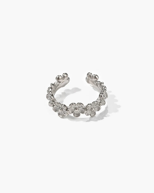 Timeless Silver Flower Open Ring-AriaEcho Jewelry