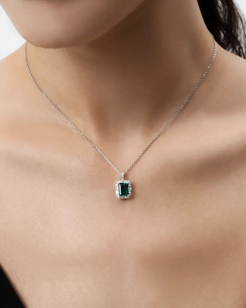 Emerald Square Pendant Necklace-AriaEcho Jewelry