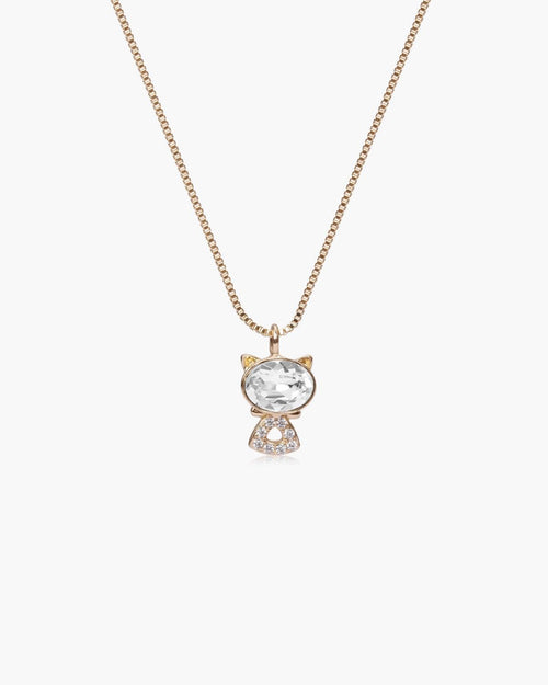 Feerique White Crystal Cat Necklace - AriaEcho Jewelry