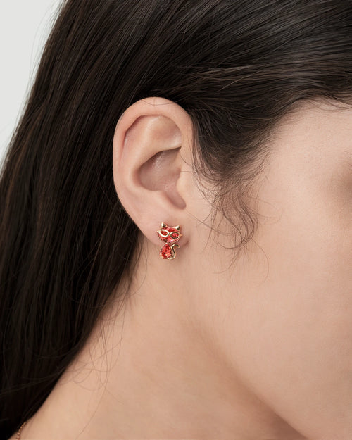 Feerique Sunset Red Cat Ear Stud - AriaEcho Jewelry