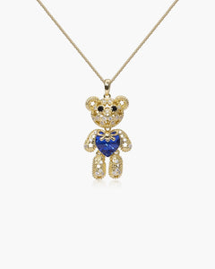 Féerique Sapphire Bear Necklace- AriaEcho Jewelry