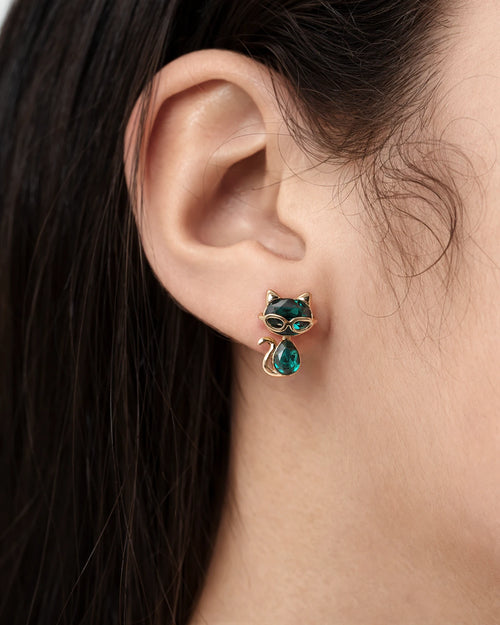 Feerique Jade Cat Ear Studs - AriaEcho Jewelry