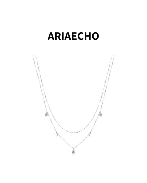 Double Layer Teardrop Moissanite Necklace