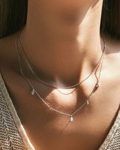 Double Layer Teardrop Moissanite Necklace