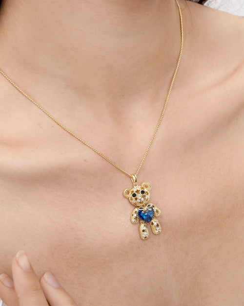 Féerique Sapphire Bear Necklace- AriaEcho Jewelry