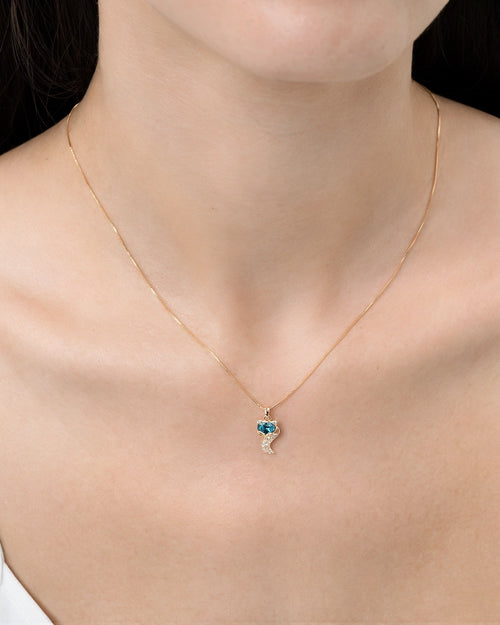 Féerique Blue Small Face Fox Necklace- AriaEcho Jewelry