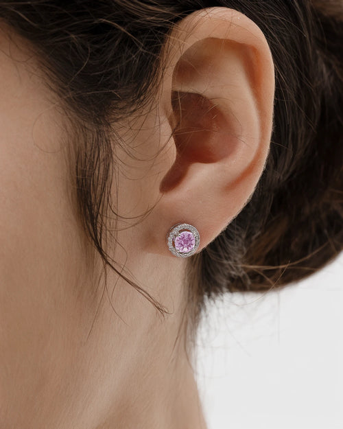 Éclatant Pink Round Studs-AriaEcho Jewelry