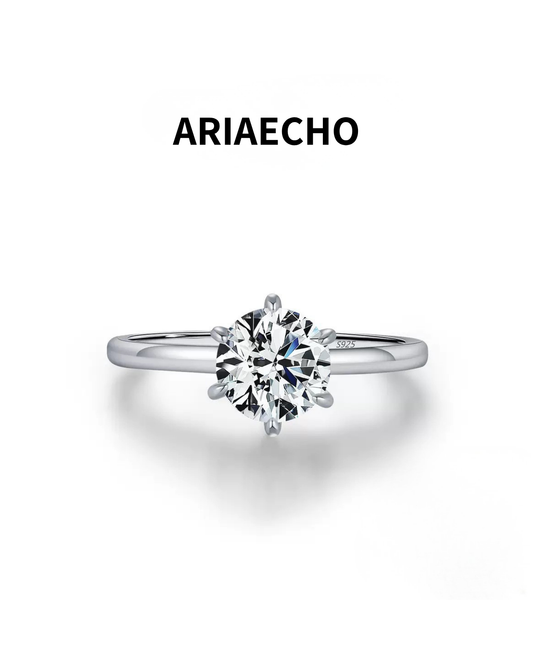 1.00ct Round Cut Moissanite Solitaire Ring in Sterling Silver