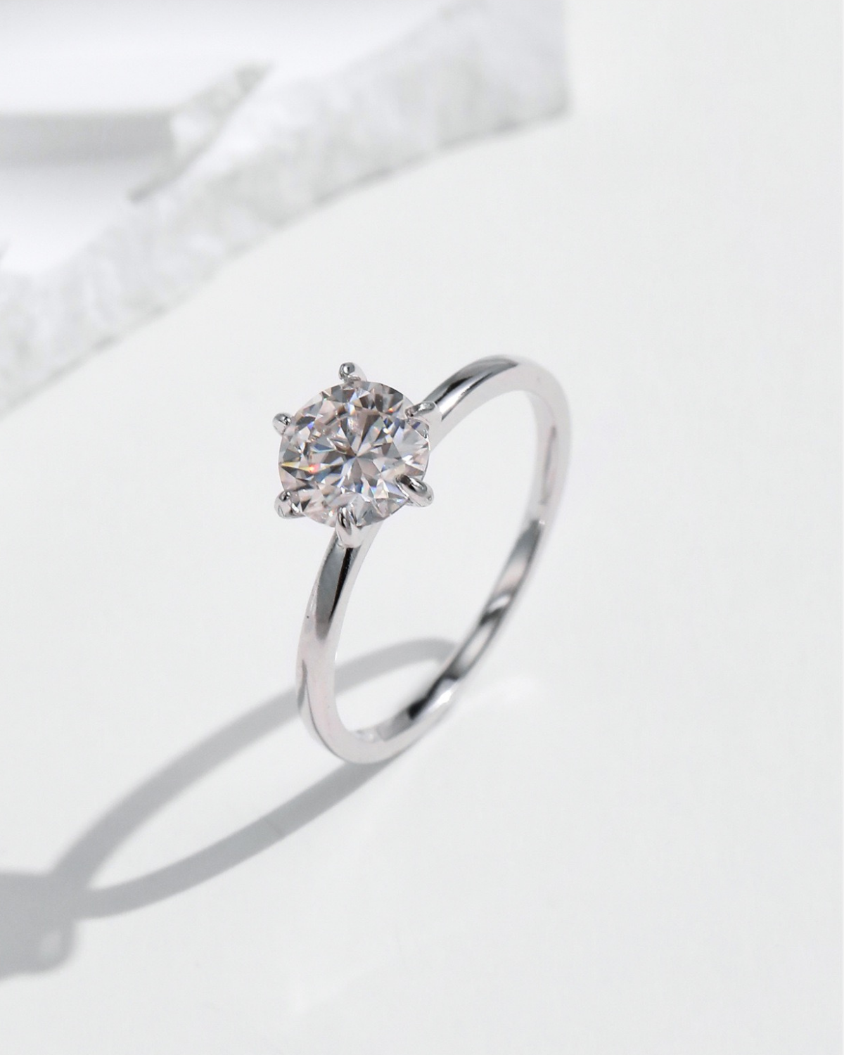 Moissanite Ring in 925 Sterling Silver – Luxury Polished Finish