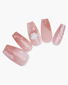 Long Pink Camellia Nail-AriaEcho Jewelry