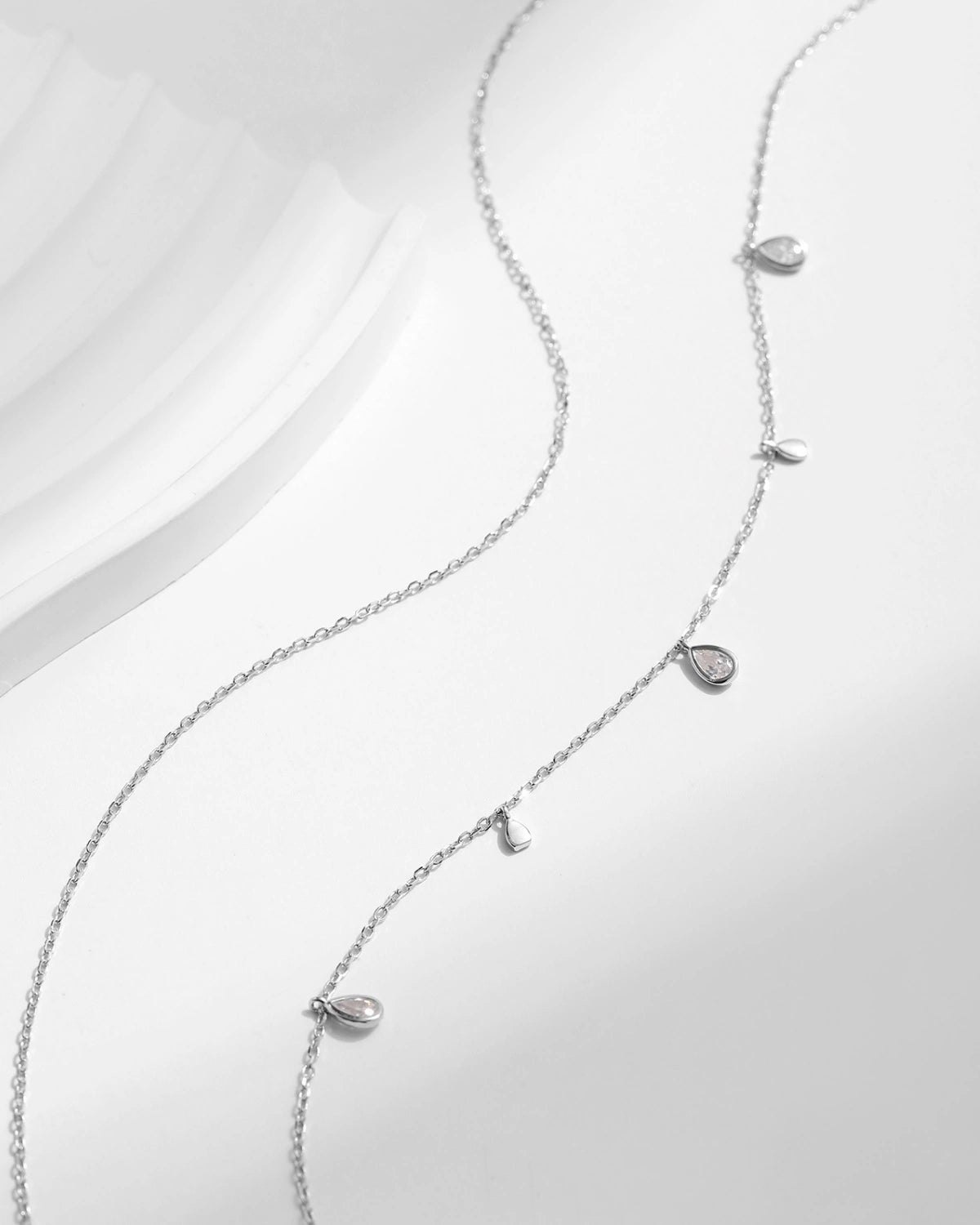 Double Layer Teardrop Moissanite Necklace