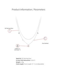 Double Layer Teardrop Moissanite Necklace