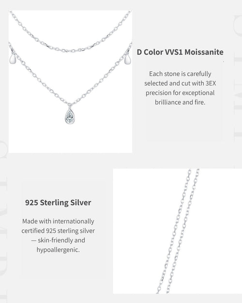 Double Layer Teardrop Moissanite Necklace