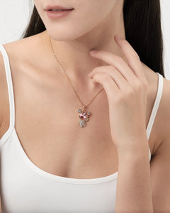 Féerique Pink Space Bear Necklace - AriaEcho Jewelry