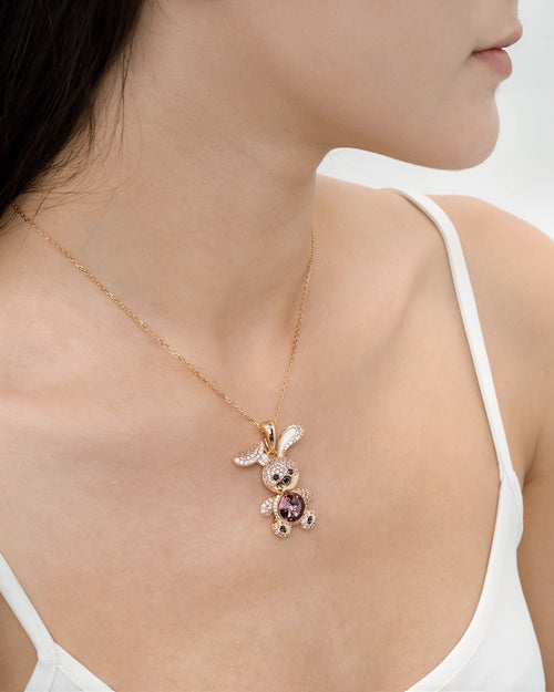 Féerique Rose Pink Bunny Necklace - AriaEcho Jewelry