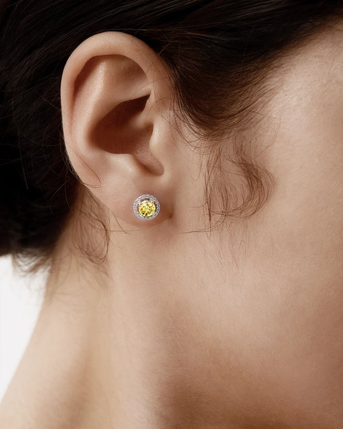 Éclatant Canary Round Studs-AriaEcho Jewelry