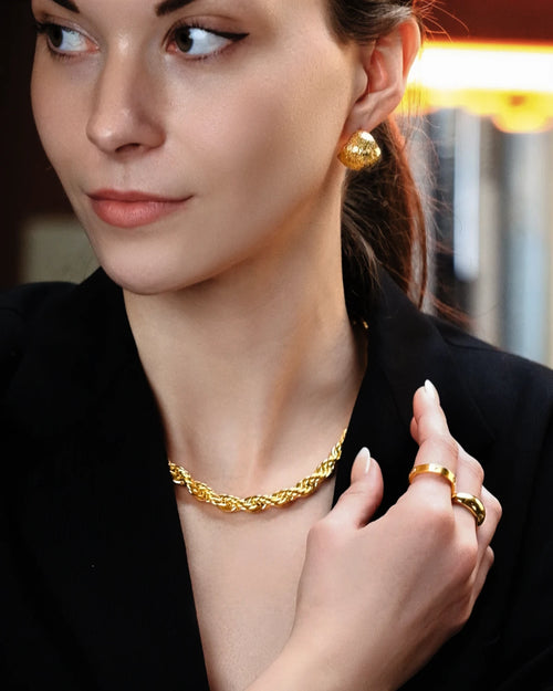 Timeless Gold Textured Hoops-AriaEcho Jewelry