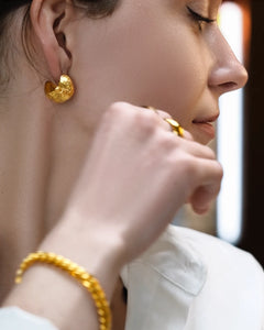 Timeless Gold Textured Hoops-AriaEcho Jewelry