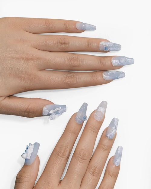 Long Hazy Blue Angel Nail-AriaEcho Jewelry