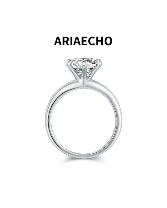 2ct Solitaire Moissanite Ring Front View – AriaEcho Jewelry