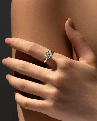 2ct Solitaire Moissanite Ring on Hand – Model Photo