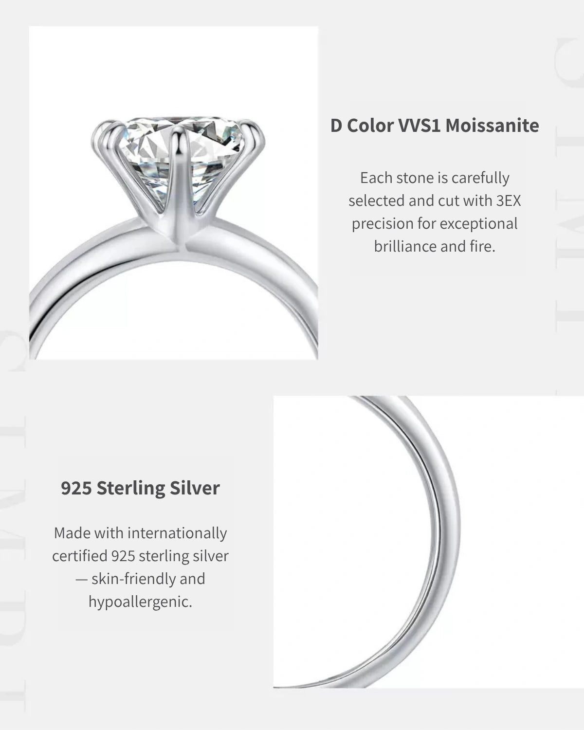 2ct Moissanite Engagement Style Ring – Close Up