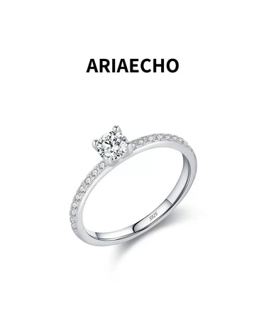 0.3ct pavé moissanite solitaire ring front view