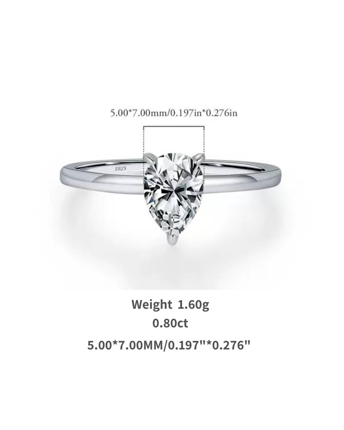 0.80ct Pear Cut Moissanite Ring