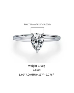 0.80ct Pear Cut Moissanite Ring