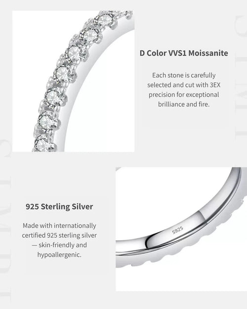 ARIAECHO moissanite band 925 sterling silver detail