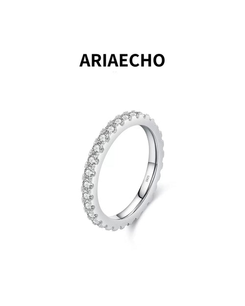 ARIAECHO moissanite eternity band silver jewelry