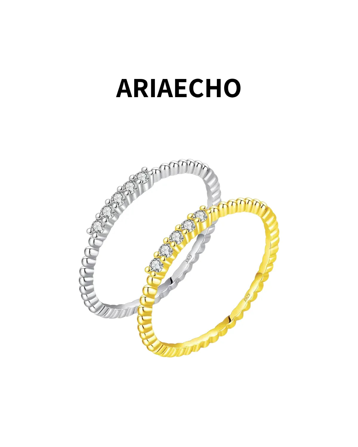 ARIAECHO moissanite stacking ring twisted band in silver and gold