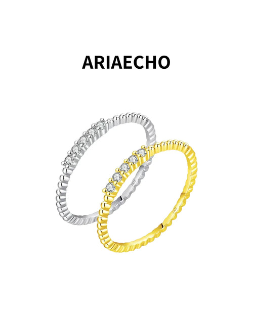 ARIAECHO moissanite stacking ring twisted band in silver and gold