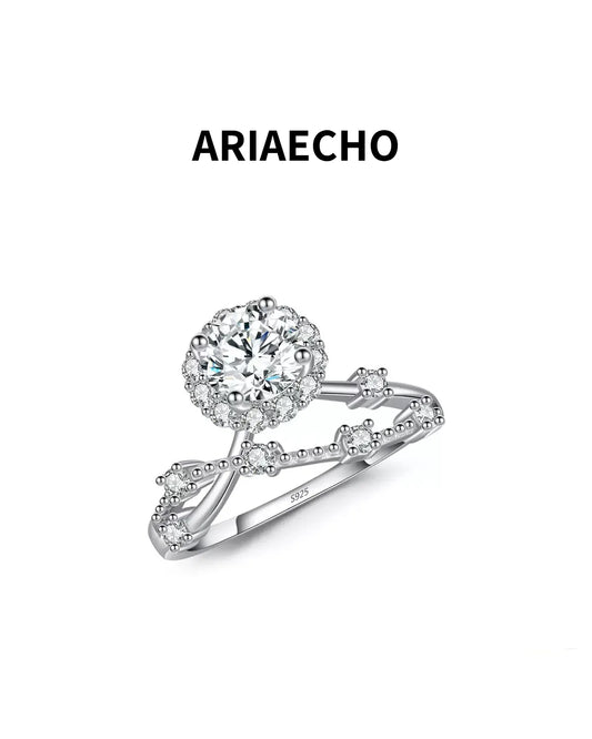 ARIAECHO moissanite vintage crown ring white background