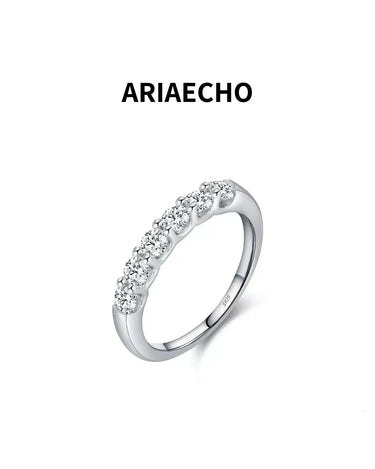 AriaEcho Six-Stone Moissanite Band Ring – front view on white background