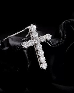 Close-up Sparkling Moissanite Cross Pendant – AriaEcho