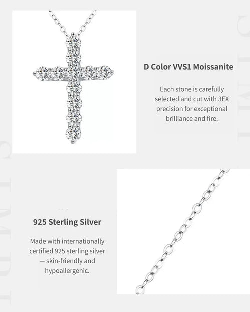 D Color VVS1 Moissanite Cross Detail – AriaEcho