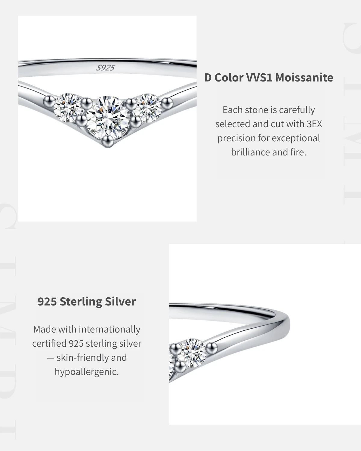 D Color VVS1 moissanite detail close-up