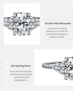 D color VVS1 moissanite ring in 925 sterling silver
