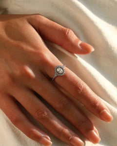Elegant halo moissanite promise ring for women
