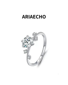 Floral Moissanite Ring 1ct in 925 Sterling Silver – Front View