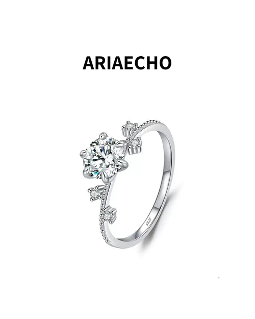 Floral Moissanite Ring 1ct in 925 Sterling Silver – Front View
