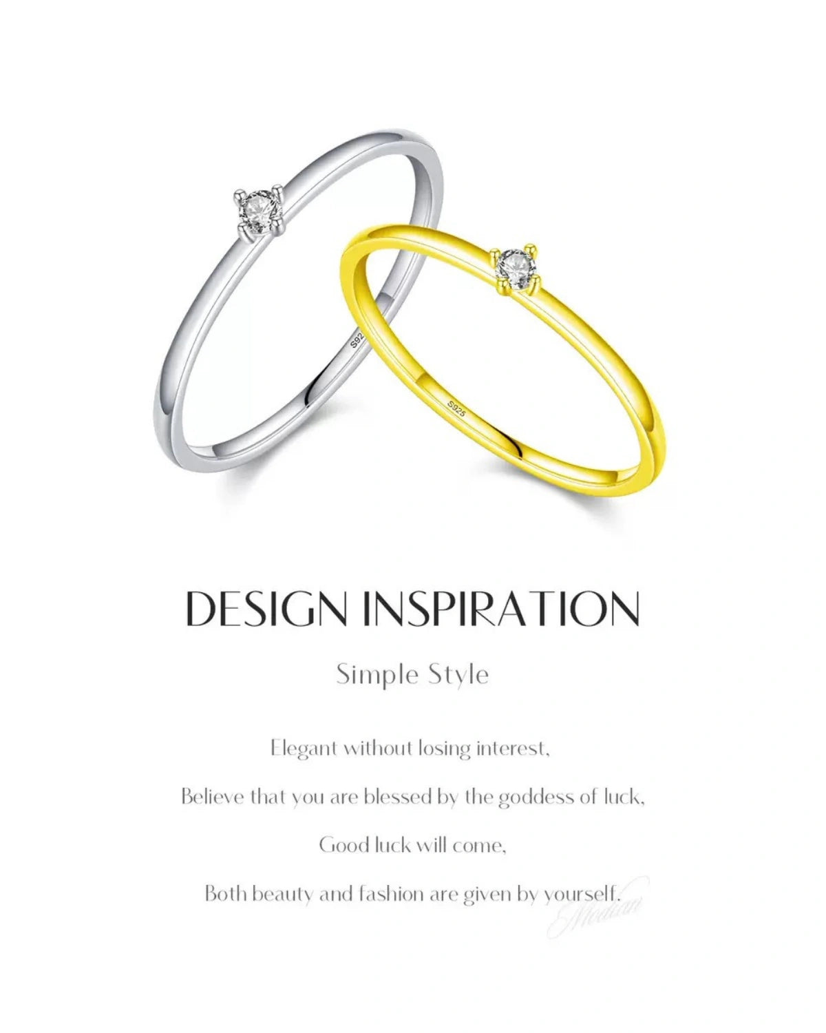 Gold and silver moissanite rings together