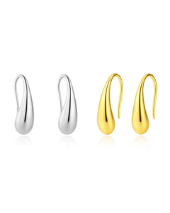 Minimalist gold and silver waterdrop earrings set