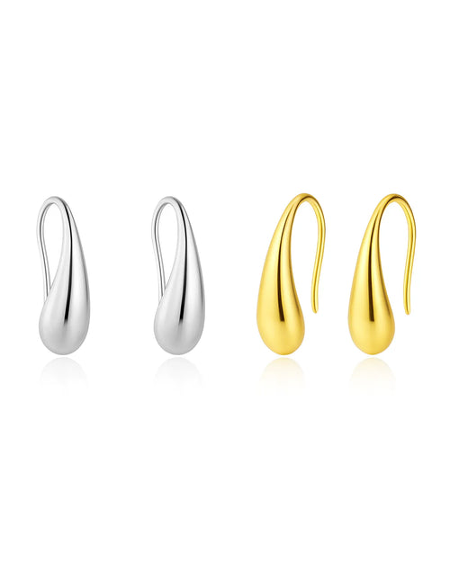Minimalist gold and silver waterdrop earrings set