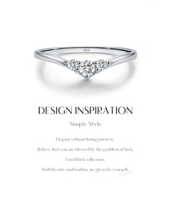 Minimalist moissanite V-ring design inspiration card