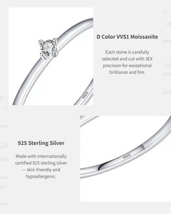 Minimalist moissanite ring detail shot