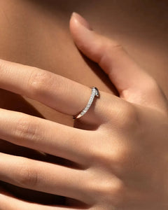 Moissanite Open Band Ring Worn on Hand